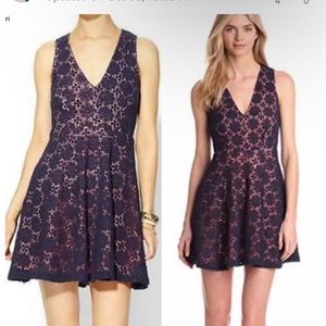 French Connection Pink Dress Blue Crotchet